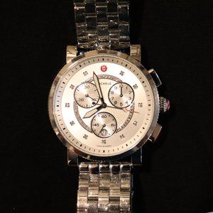MICHELE Diamond Watch Silver Sport Sail Bracelet